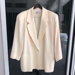 Cream Wool Boucle 1 Button Blazer size 18 TALBOTS